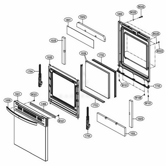 LG Part# ADC30000802 Door Assembly - Genuine OEM