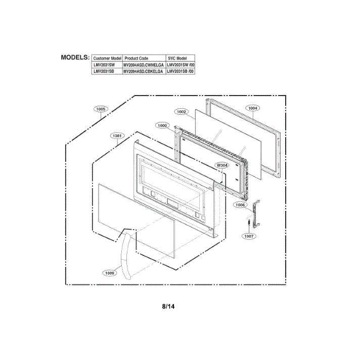 LG Part# ADC74347104 Complete Door Assembly - Genuine OEM