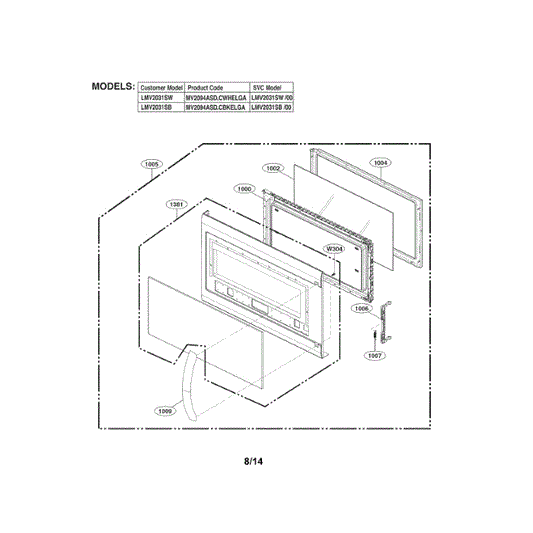LG Part# ADC74347104 Complete Door Assembly - Genuine OEM