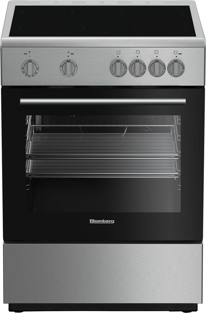 Blomberg 7732187985 24 inch freestanding electric range with easy clean enamel, interior lighting, 3 pane glass door and 2.51 cu. Ft. capacity - Berc24202Ss