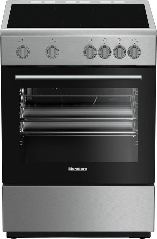 Blomberg 7732187985 24 inch freestanding electric range with easy clean enamel, interior lighting, 3 pane glass door and 2.51 cu. Ft. capacity - Berc24202Ss
