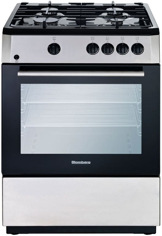 Blomberg 7737487902 24 Inch Freestanding Gas Range with Door Cooling 2.3 cu. ft. Capacity 4 Sealed Burners, Cast Iron Grates - Bgr24100Ss