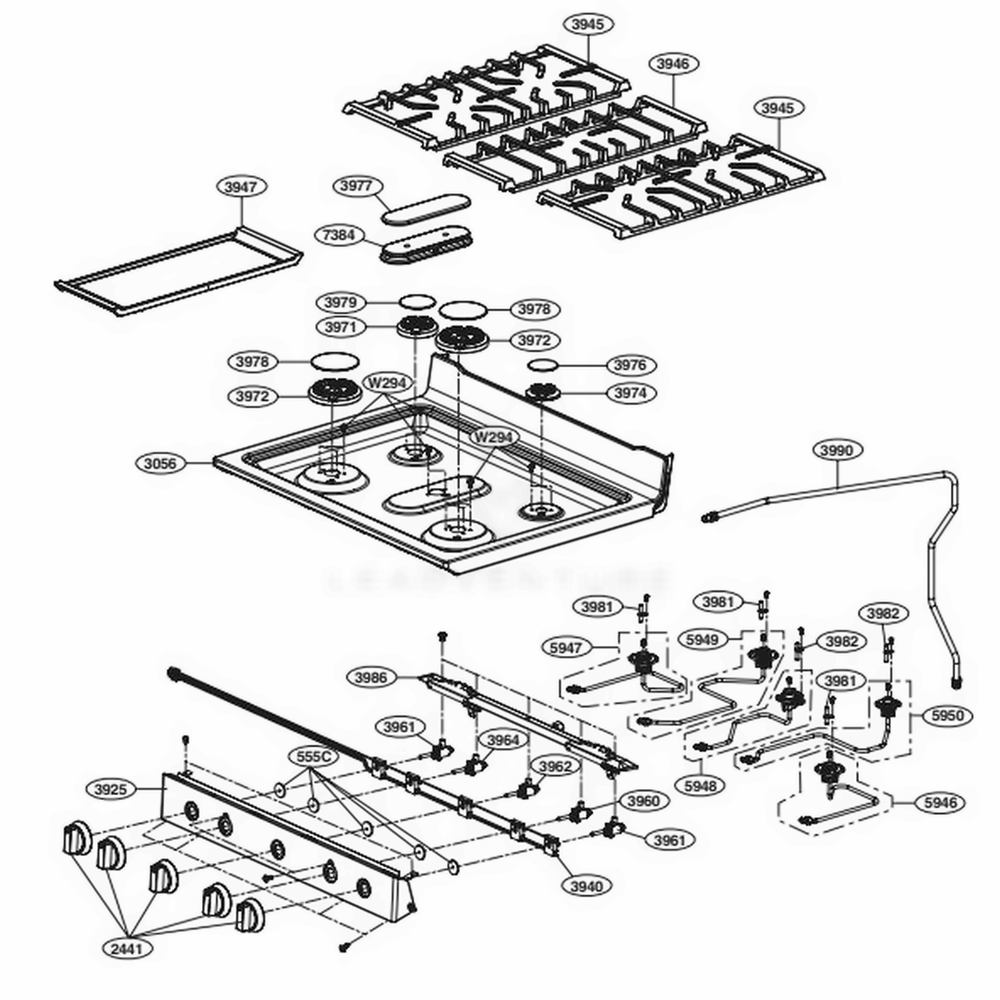 LG Part# ABF74369702 Burner Assembly - Genuine OEM