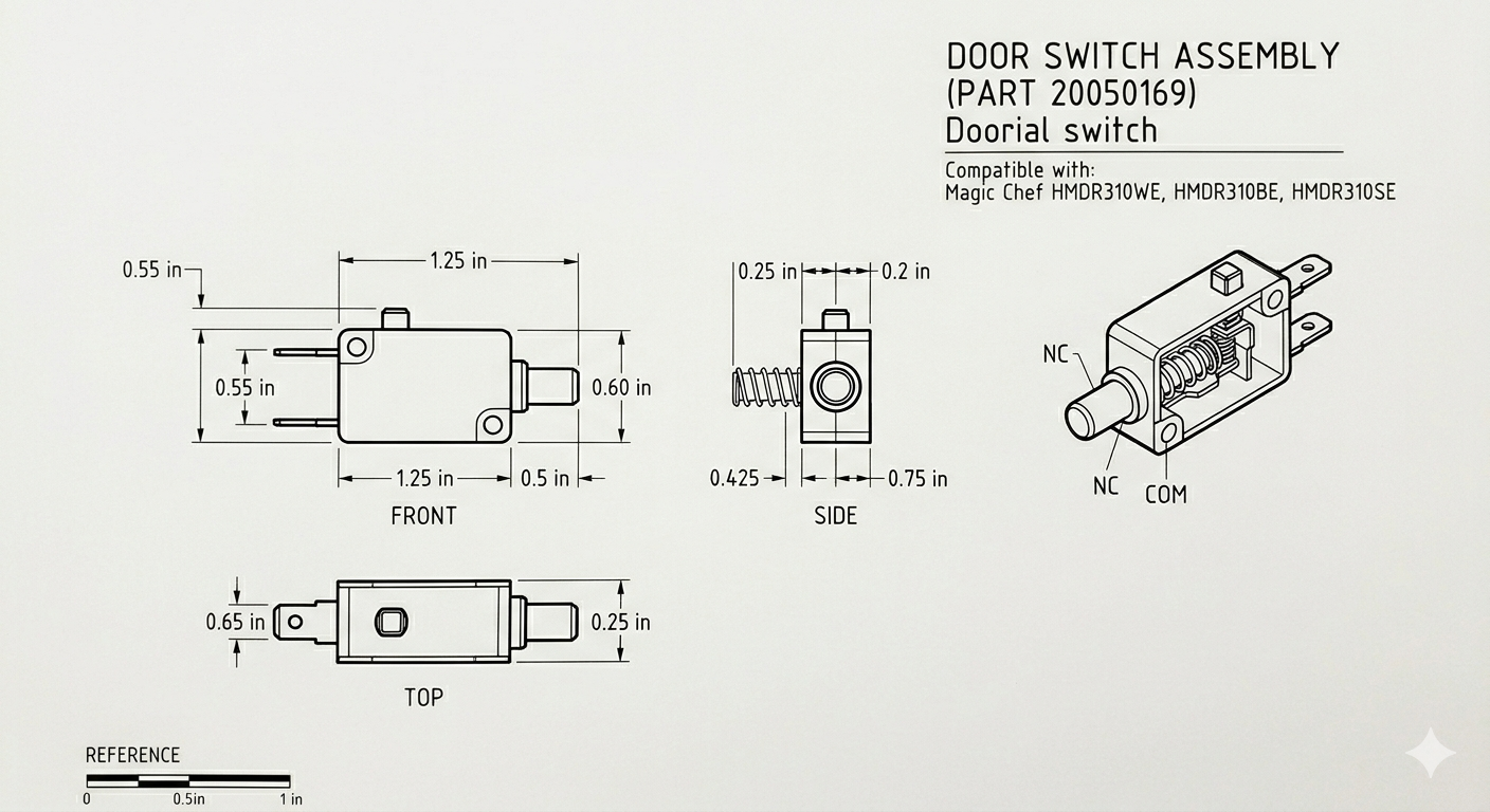 Magic Chef Door Switch (Hmdr310WE/BE/SE) – 20050169