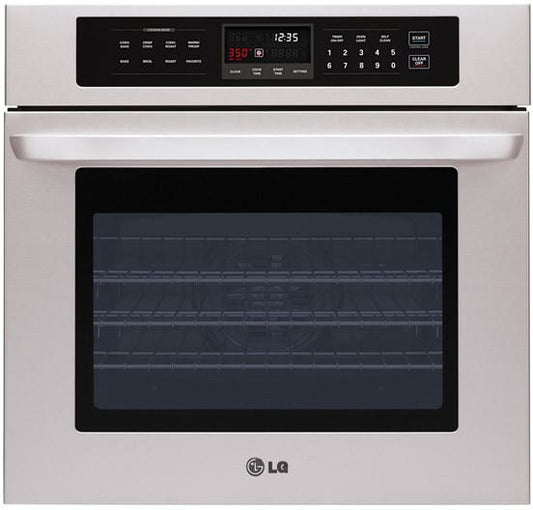 LG LWS3010ST 30 Inch Single Electric Wall Oven with 4.7 cu. ft. Capacity, Convection Bake/Broil, Crisp Convection, Self-Cleaning, 3 Heavy Duty Racks, 3D Lighting and SmoothTouch Glass Controls