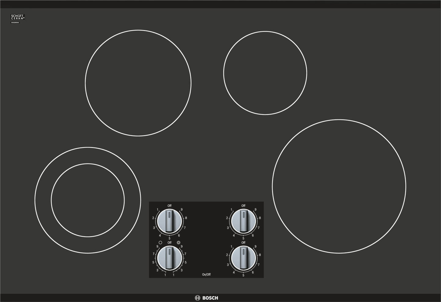 Bosch NEM5066UC/01 500 Series Electric Cooktop 30'' Black, Surface Mount Without Frame