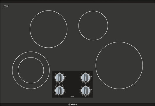 Bosch NEM5066UC/01 500 Series Electric Cooktop 30'' Black, Surface Mount Without Frame