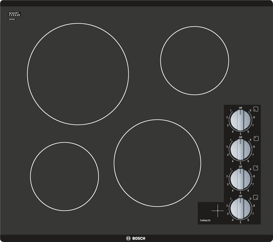 Bosch NEM5466UC/01 500 Series Electric Cooktop 24'' Black, Surface Mount Without Frame