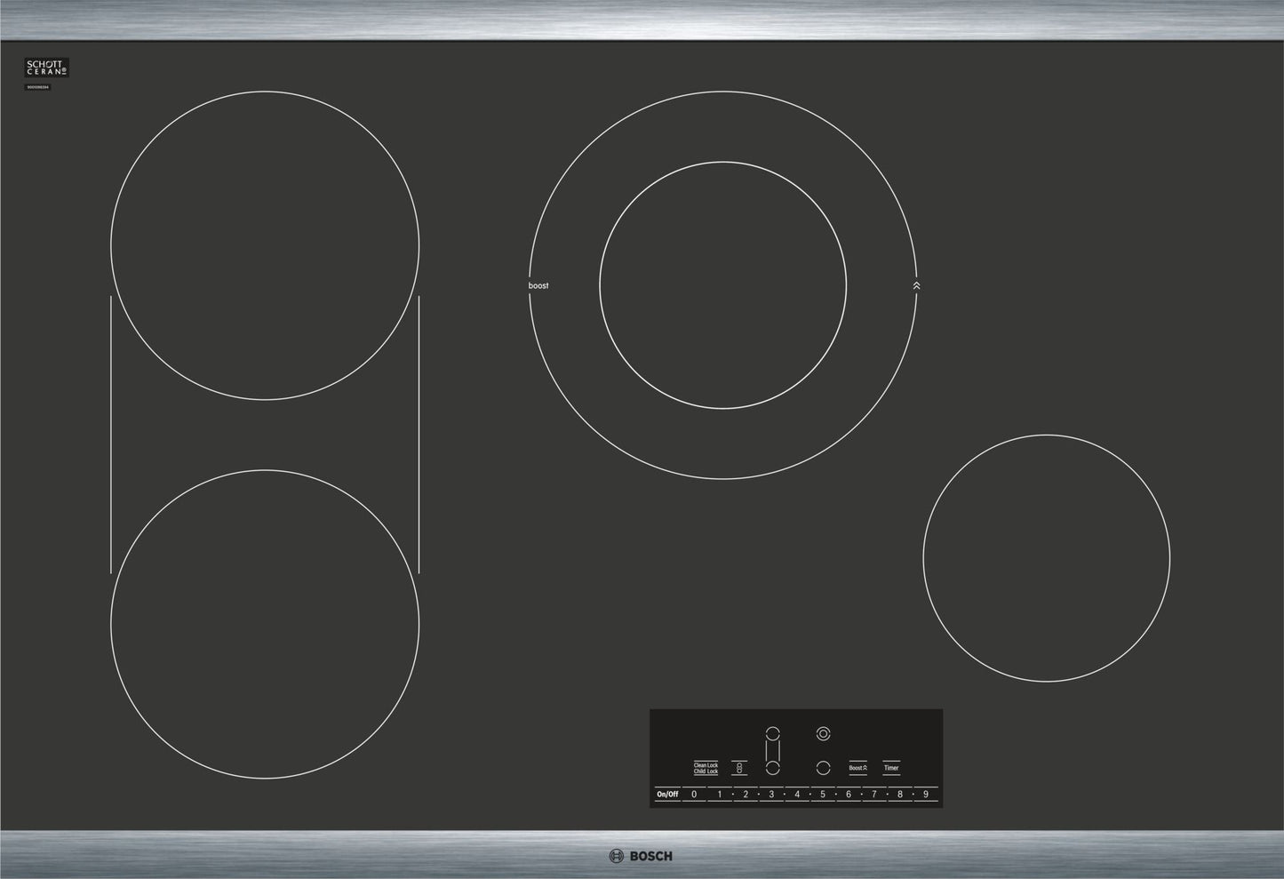 Bosch NET8068SUC/01 800 Series Electric Cooktop 30'' Black, Surface Mount Without Frame