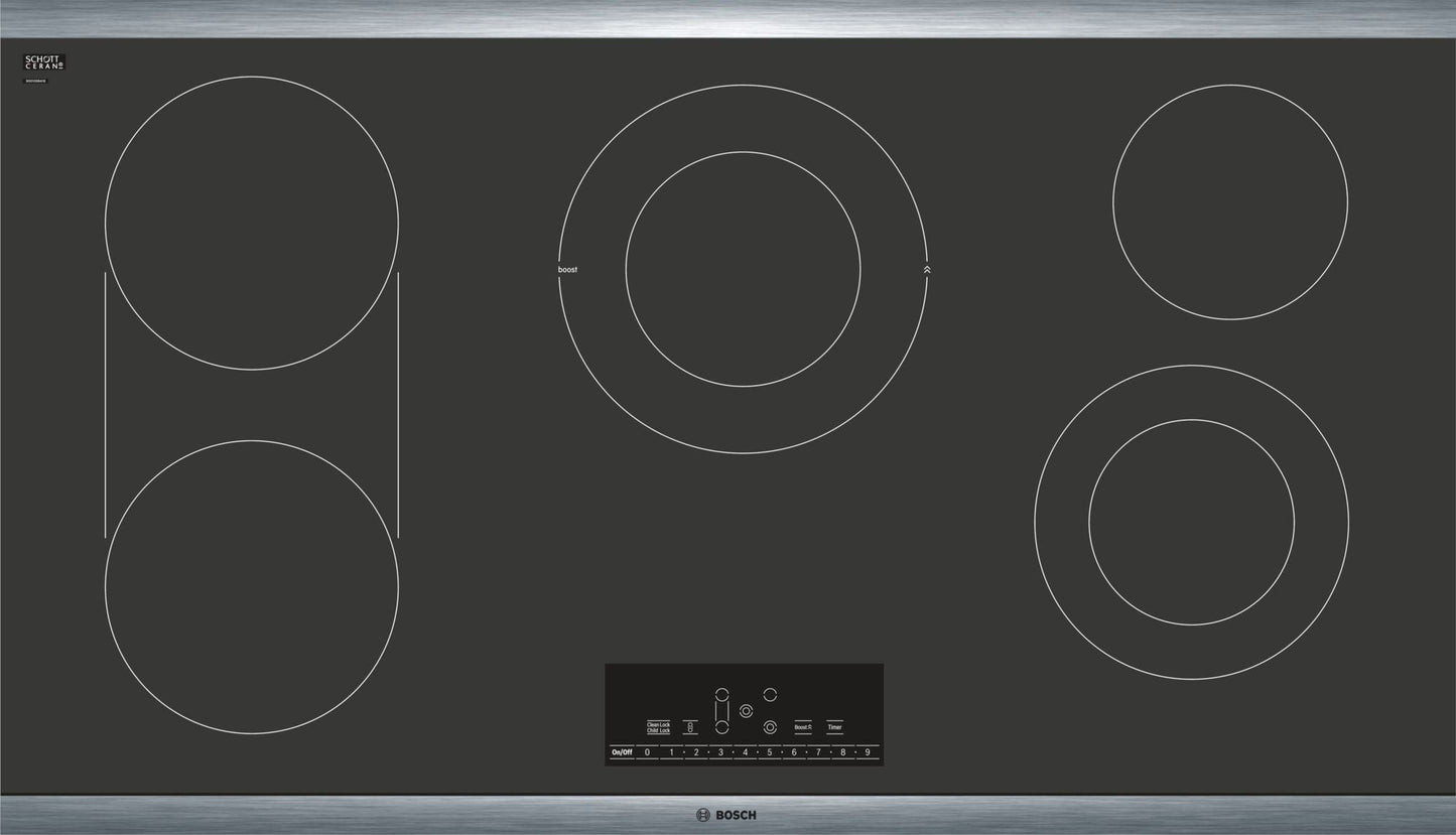 Bosch NET8668SUC/01 800 Series Electric Cooktop 36'' Black, Surface Mount Without Frame