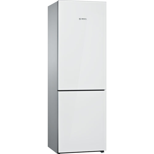 Bosch B10CB81NVW/13 800 Series Free-Standing Fridge-Freezer With Freezer At Bottom, Glass Door 23.5'' White