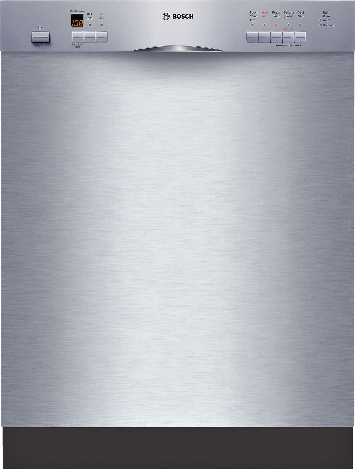 Bosch SHE55M15UC/50 24 Inch Recessed Handle Dishwasher - Stainless Steel
