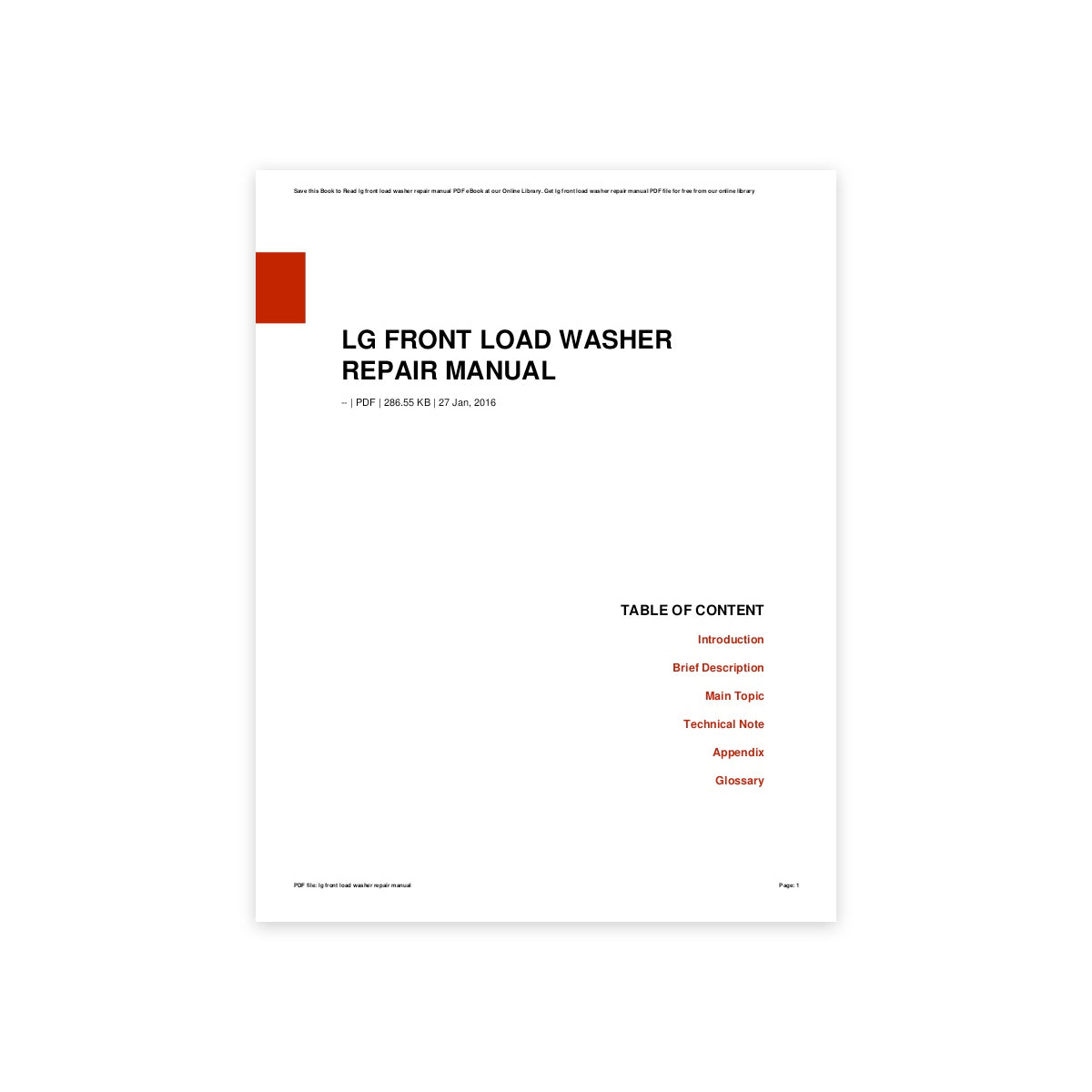 LG Part# MFL30599139 Manual Service - Genuine OEM