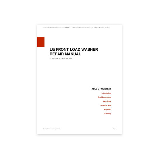 LG Part# MFL30599139 Manual Service - Genuine OEM