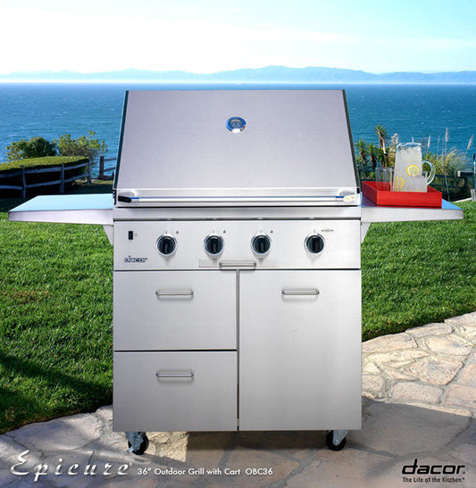 Dacor OBC52 52 Inch Outdoor Grill Cart with Heavy-Duty Stainless Steel Construction (Grill Sold Separately)