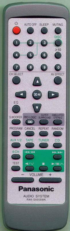 Panasonic Remote - RAK-SA958WK