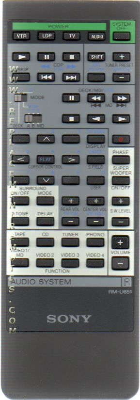 Sony Remote Control - RMU651