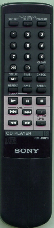 Sony Rm-D820 Remote Control - 1-473-125-11