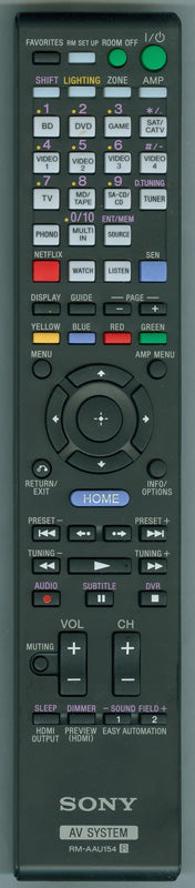 Sony Remote Control (Rm-Aau154) . - 1-490-453-11