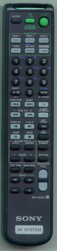 Sony Remote Control Rm-U305A - 1-476-552-21