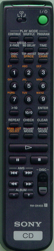 Sony Rmdx455 Remote Control - 1-477-214-11