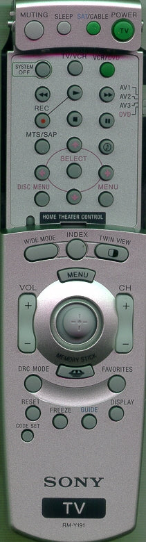 Sony Remote Control Rm-Y191 - 1-477-936-11