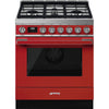 Smeg CPF30UGMR 30 Inch Freestanding Professional Dual Fuel Range
