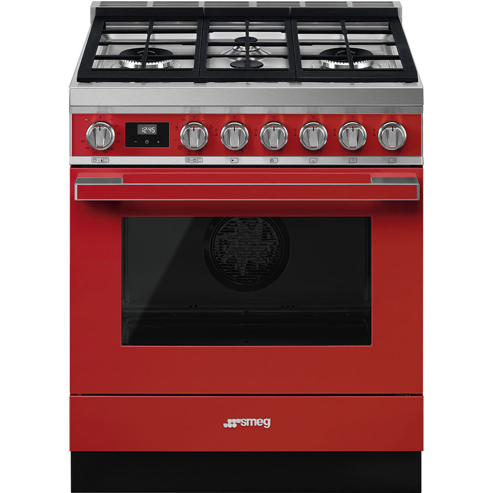 Smeg CPF30UGMR 30 Inch Freestanding Professional Dual Fuel Range