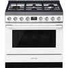 Smeg CPF36UGMWH 36 Inch Freestanding Professional Dual Fuel Range