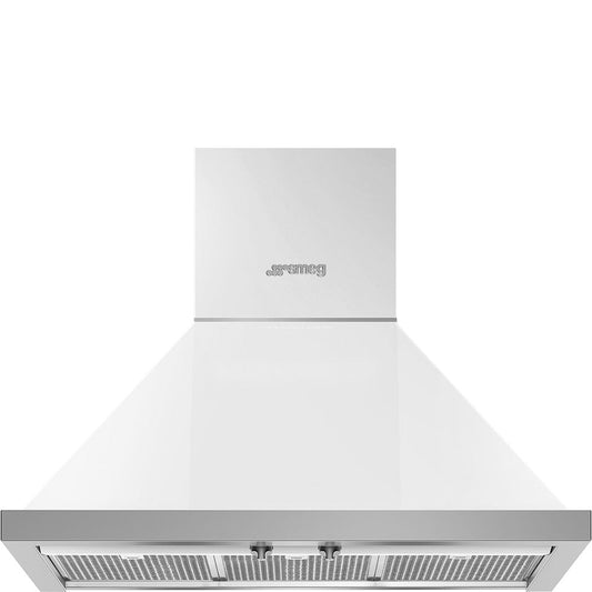 Smeg KPF30UWH Portofino 30 Inch Wall Mount Chimney Hood with Recirculating Option
