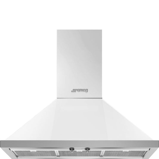Smeg KPF36UWH Portofino 36 Inch Wall Mount Chimney Hood with Recirculating Option
