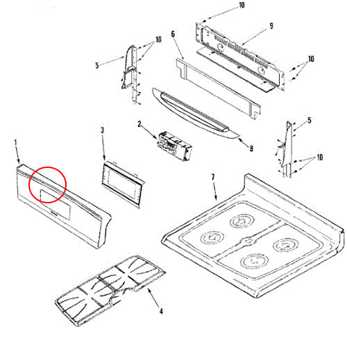 Whirlpool Part# W10218209 Control Panel (OEM)