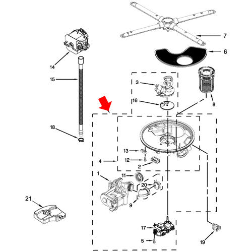 Whirlpool Dishwasher Pump and Motor WPW10605058