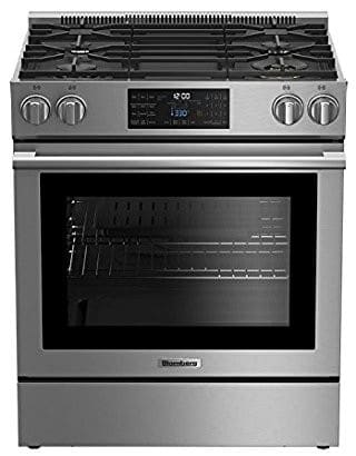 Blomberg 7732187918 30 Inch Slide-in Gas Range with 4 Sealed Burners, 5.7 cu. ft. European Convection Oven, 18,000 BTU-675 BTU Burner - Bgr30420Ss
