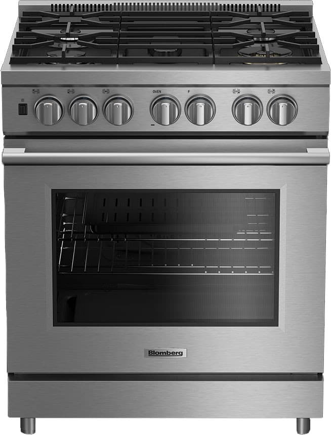 Blomberg 7732187913 30 Inch Pro Gas Range with 5 Sealed Burners, 5.7 cu. ft. Capacity, Convection, Power Burner, Self-Cleaning - Bgrp34520Ss
