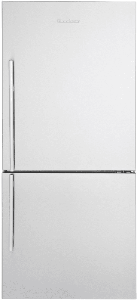 Blomberg 7289745592 30 Inch Bottom-Freezer Refrigerator with Dual Evaporators, Antibacterial Interior, Fast Freeze, Wine Rack, 2 Glass Shelves - BRFB1822SSN