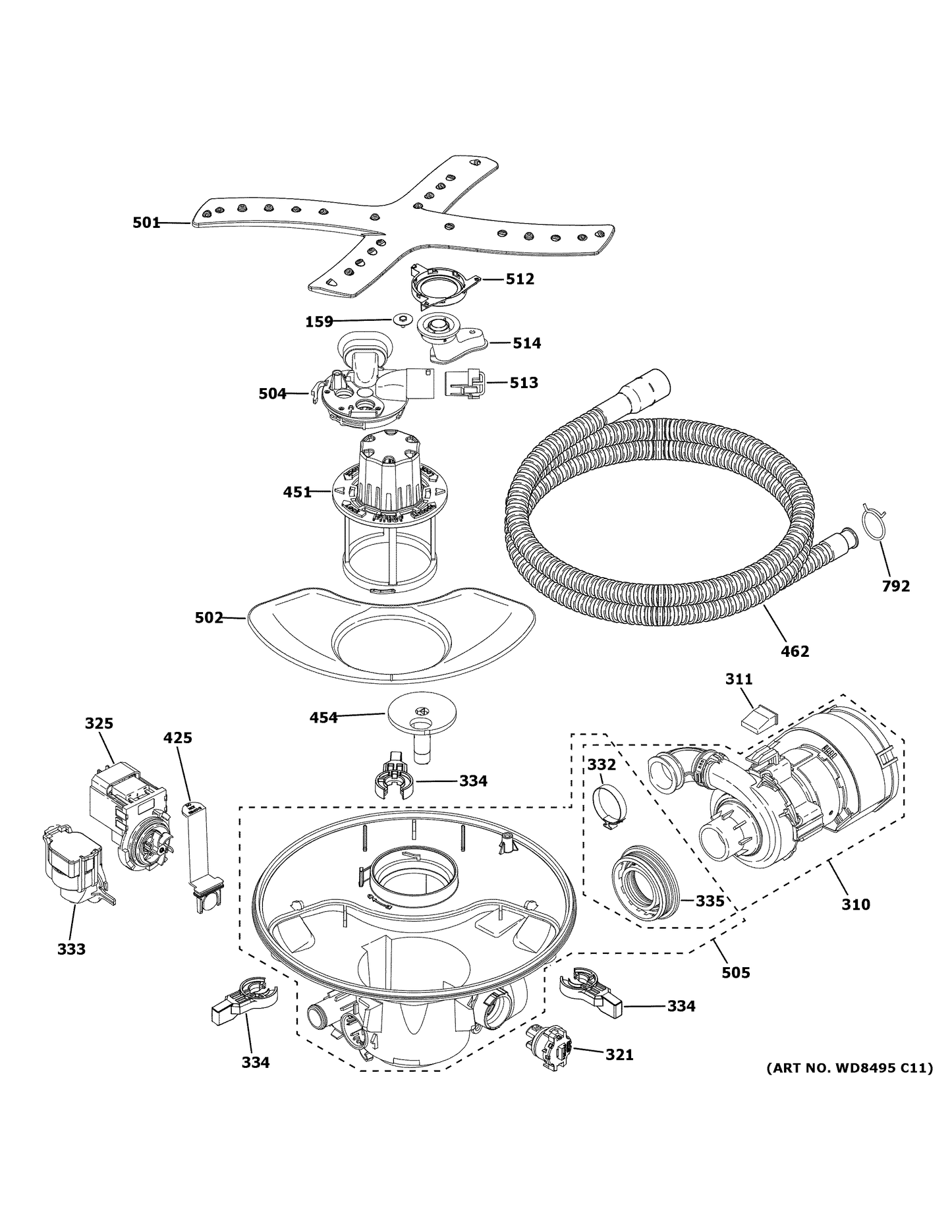 GE Spray Arm (Lower) WD22X25281