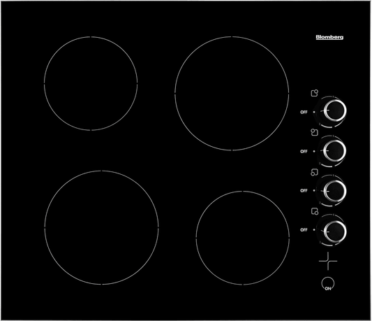 Blomberg 7735687902 24 Inch Electric Cooktop with 4 Elements, Glass Ceramic Surface, Vitroceramic Cooking Zone - Cte24402