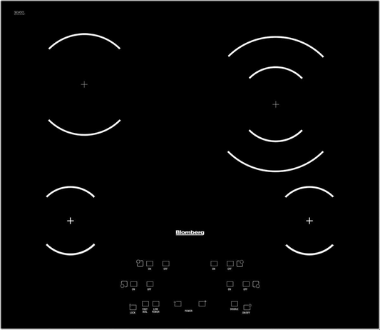 Blomberg 7735687905 24 Inch Smooth top Electric Cooktop with 4 Vitroceramic Zones, 6 Cooking Levels Per Zone - Cte24410