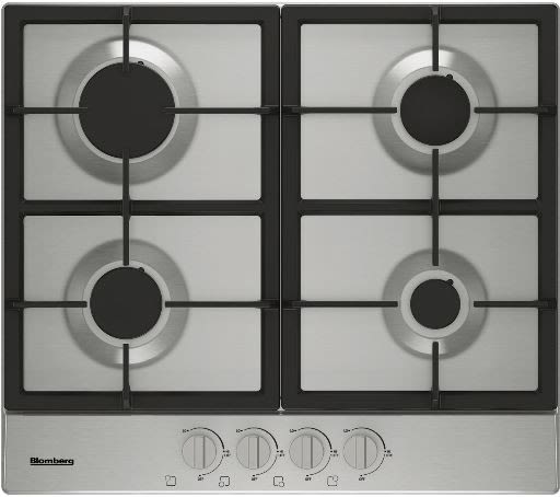 Blomberg 7750188367 24 Inch Gas Cooktop with 4 Sealed Gas Burners, Cast Iron Pan Supports, 15,000 BTU Power Burner with Simmering - Ctg24400Ss