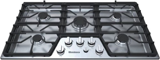 Blomberg 7751688350 36 Inch Gas Cooktop with 5 Sealed Burners, Cast Iron Pan Supports, Power Burner with Simmering - Ctg36500Ss