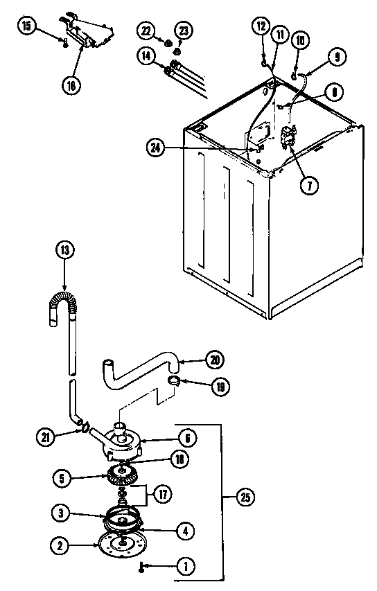 Whirlpool Drain Pump Assembly (2 Port) w/ Belt Pulley WP35-6465