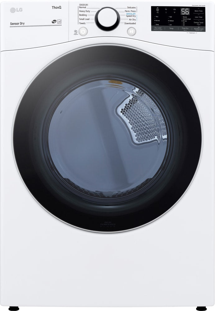 LG DLE3600W 27 Inch Electric Smart Dryer with 7.4 Cu. Ft. Capacity, LoDecibelâ„¢ Quiet Operation, FlowSenseâ„¢ Duct Clogging, SmartDiagnosisâ„¢, ThinQÂ®, WiFi, 10 Dryer Programs, Sensor Dry, Wrinkle Care, Energy Saver, and Energy StarÂ® Rated: White
