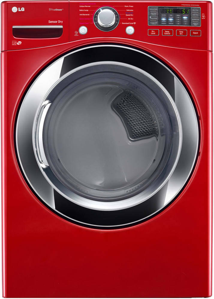 LG DLEX3370R 27 Inch Electric Dryer with TrueSteamâ„¢, SmartDiagnosisâ„¢, Sensor Dry, Wrinkle Care, Speed Dry, 10 Drying Cycles, 5 Temperature Settings, Stacking Capability, LED Display Controls, 7.4 cu. ft. Capacity and ENERGY STARÂ® Rated