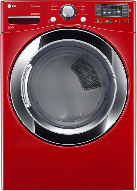 LG DLEX3370R 27 Inch Electric Dryer with TrueSteamâ„¢, SmartDiagnosisâ„¢, Sensor Dry, Wrinkle Care, Speed Dry, 10 Drying Cycles, 5 Temperature Settings, Stacking Capability, LED Display Controls, 7.4 cu. ft. Capacity and ENERGY STARÂ® Rated