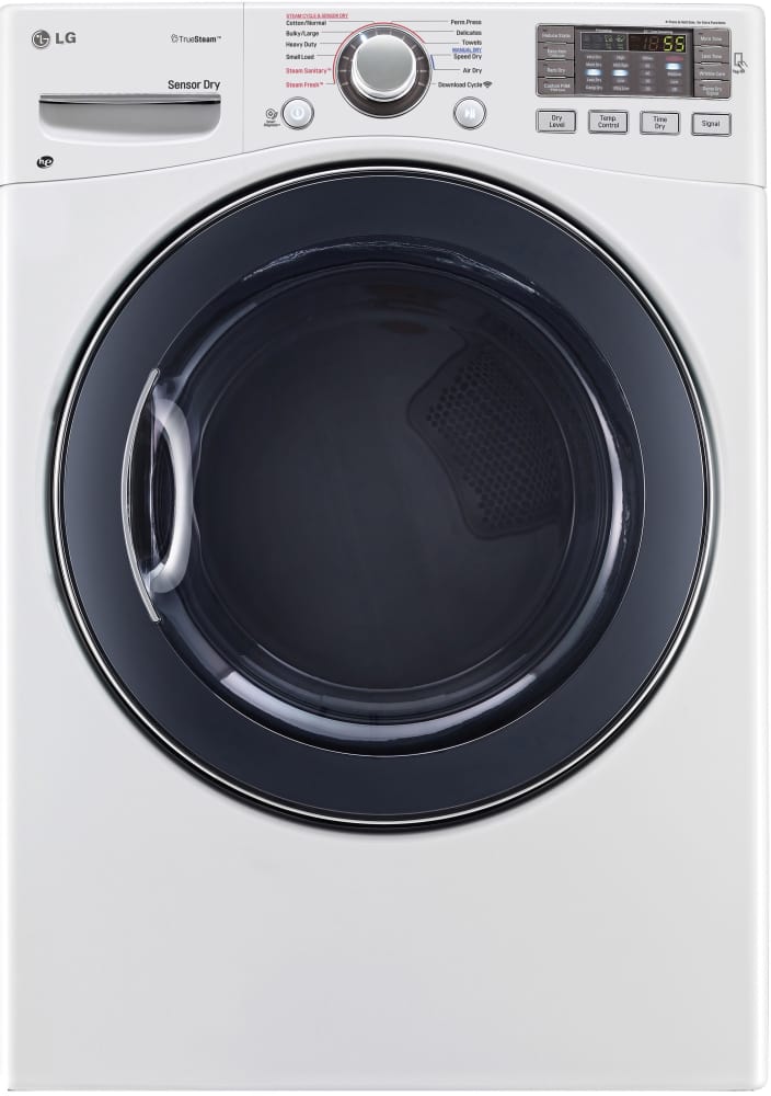 LG DLGX3571W 27 Inch Gas Dryer with TrueSteamâ„¢ Technology, SmartDiagnosisâ„¢, ReduceStaticâ„¢ Option, NFC Tag On, Wrinkle Care, Sensor Dry, 12 Drying Programs, 7.4 cu. ft. Capacity, Speed Dry and LoDecibelâ„¢ Quiet Operation: White