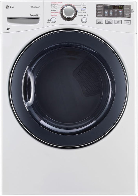 LG DLGX3571W 27 Inch Gas Dryer with TrueSteamâ„¢ Technology, SmartDiagnosisâ„¢, ReduceStaticâ„¢ Option, NFC Tag On, Wrinkle Care, Sensor Dry, 12 Drying Programs, 7.4 cu. ft. Capacity, Speed Dry and LoDecibelâ„¢ Quiet Operation: White