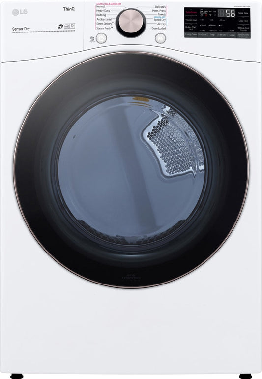 LG DLGX4201W 27 Inch Gas Smart Dryer with 7.4 Cu. Ft. Capacity, TurboSteamâ„¢, Smart Pairingâ„¢, LG ThinQÂ® Technology, 12 Options, AI Fabric Sensor, Sensor Dry, Closet Depth, and Energy STARÂ® Certified: White