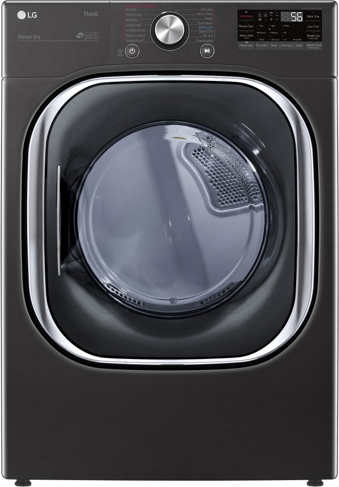 LG DLGX4501B 27 Inch Gas Smart Dryer with 7.4 Cu. Ft. Capacity, TurboSteamâ„¢, Smart Pairingâ„¢, LG ThinQÂ® Technology, FlowSenseâ„¢, 12 Options, Sanitize, Closet Depth, and Energy STARÂ®: Black Steel