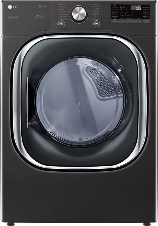 LG DLGX4501B 27 Inch Gas Smart Dryer with 7.4 Cu. Ft. Capacity, TurboSteamâ„¢, Smart Pairingâ„¢, LG ThinQÂ® Technology, FlowSenseâ„¢, 12 Options, Sanitize, Closet Depth, and Energy STARÂ®: Black Steel